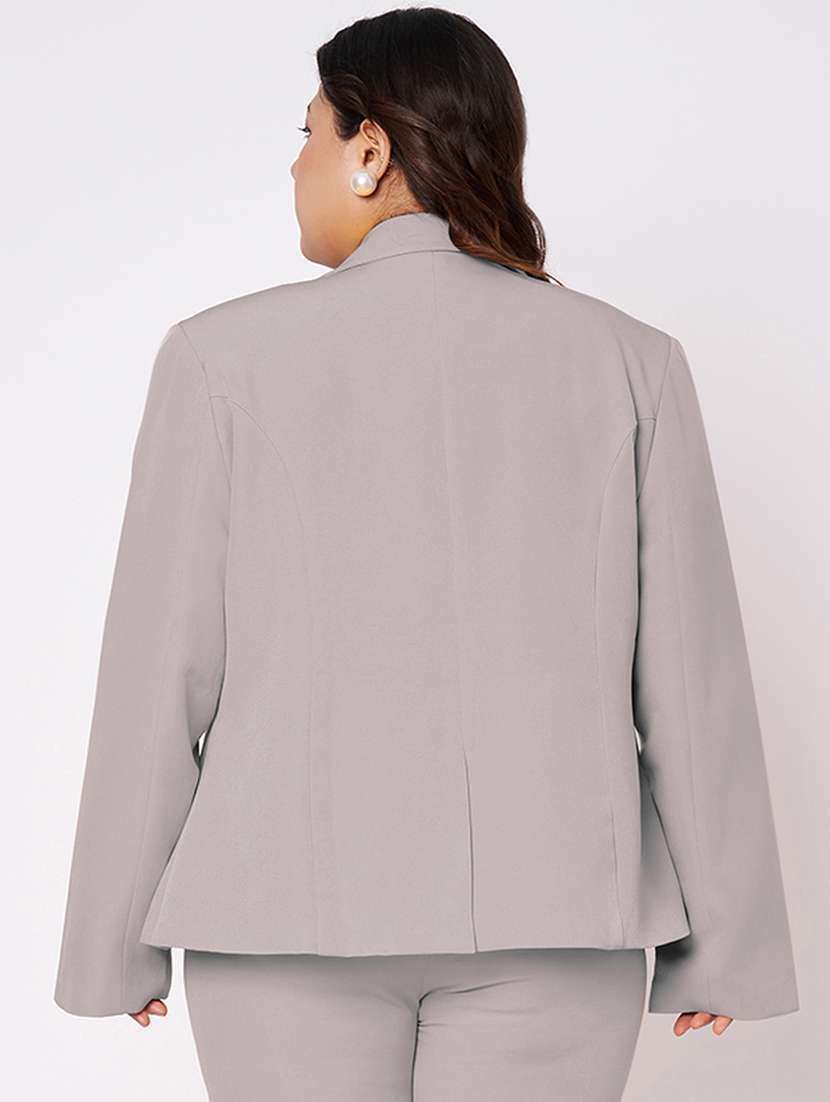 women solid long sleeve formal blazer - 22381260 -  Standard Image - 4