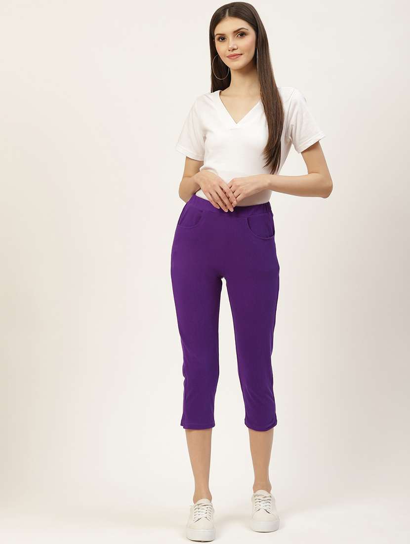 women solid mid rise capri - 22381280 -  Standard Image - 4