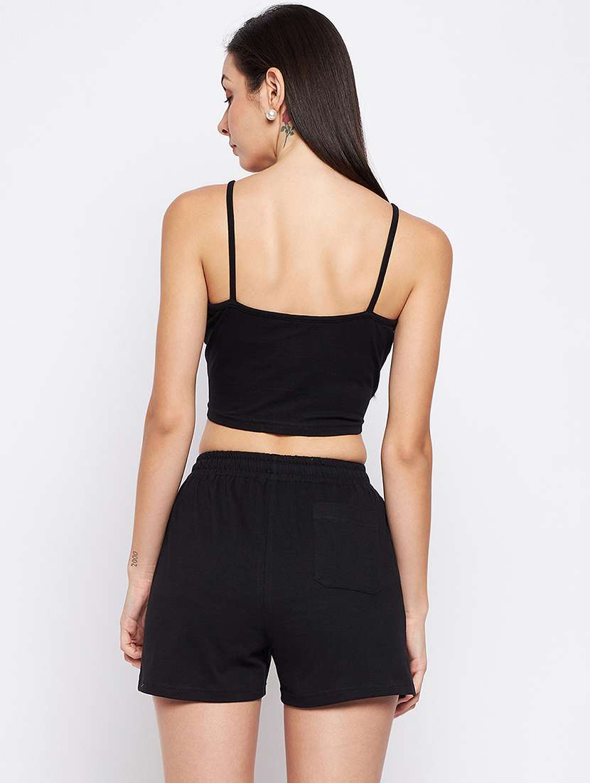 women solid top and shorts co-ord set - 22381296 -  Standard Image - 4