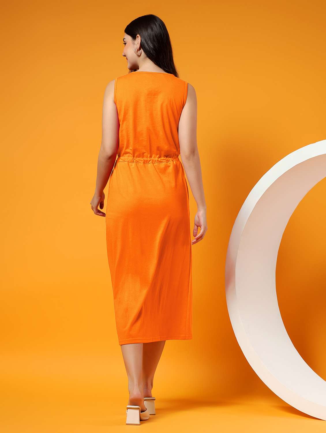 women solid sleeveless a-line dress - 22381312 -  Standard Image - 4