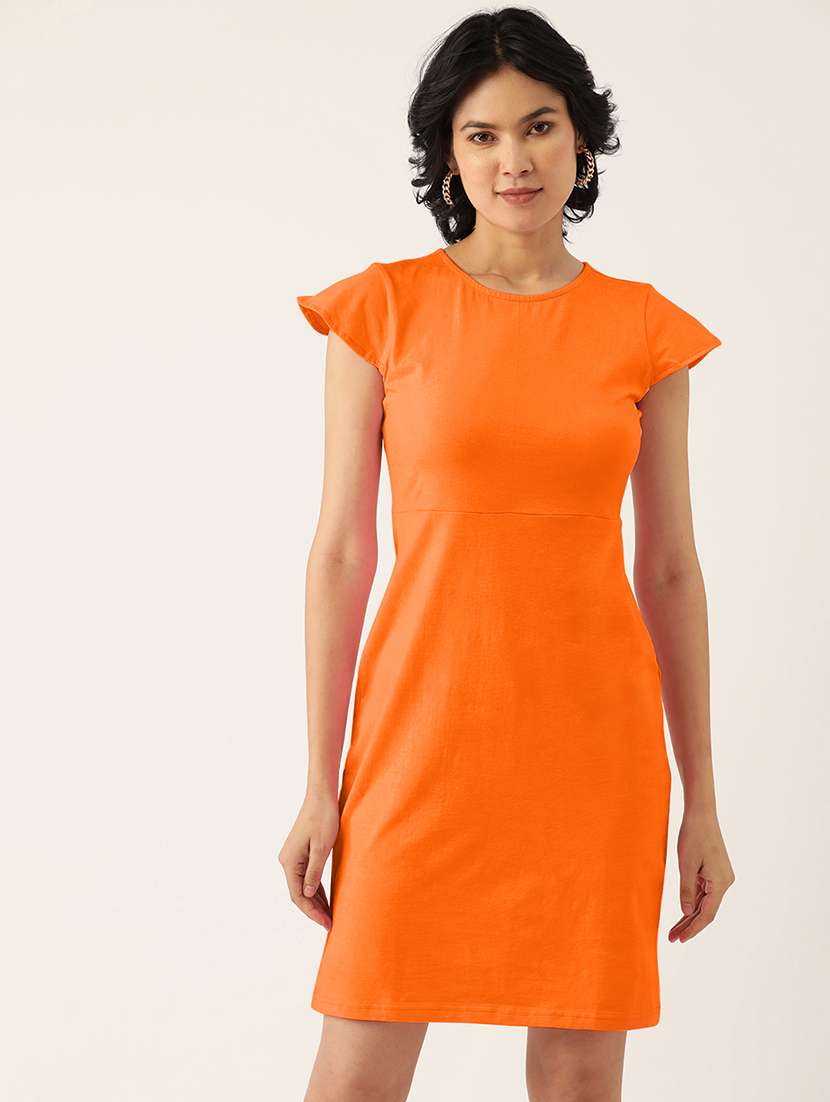 women solid cap sleeve sheath dress