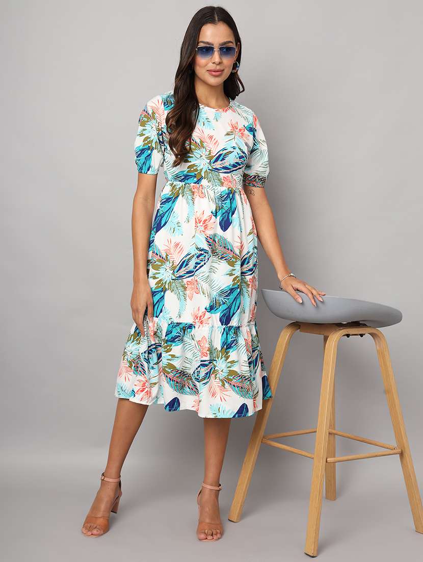 women polka doted short sleeve tiered dress