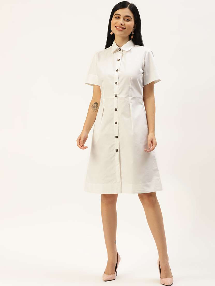 women solid short sleeve shirt dress - 22381359 -  Standard Image - 4