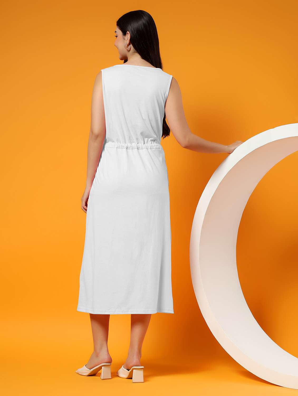 Women Solid Sleeveless A-line Dress - 22381362 -  Standard Image - 4