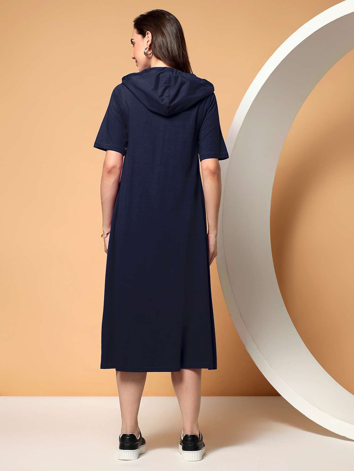 women solid short sleeve a-line dress - 22381401 -  Standard Image - 4