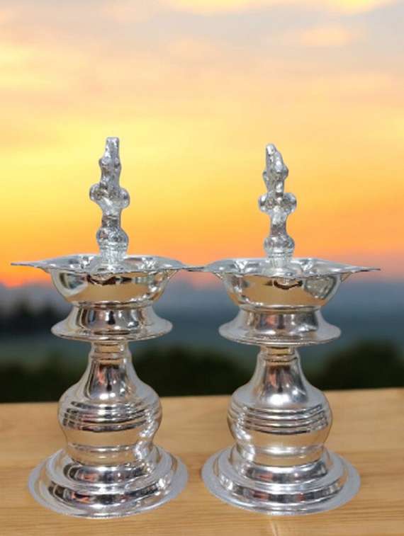 sigaram peacock silver diya for puja pack of 2 - 22381482 -  Standard Image - 1