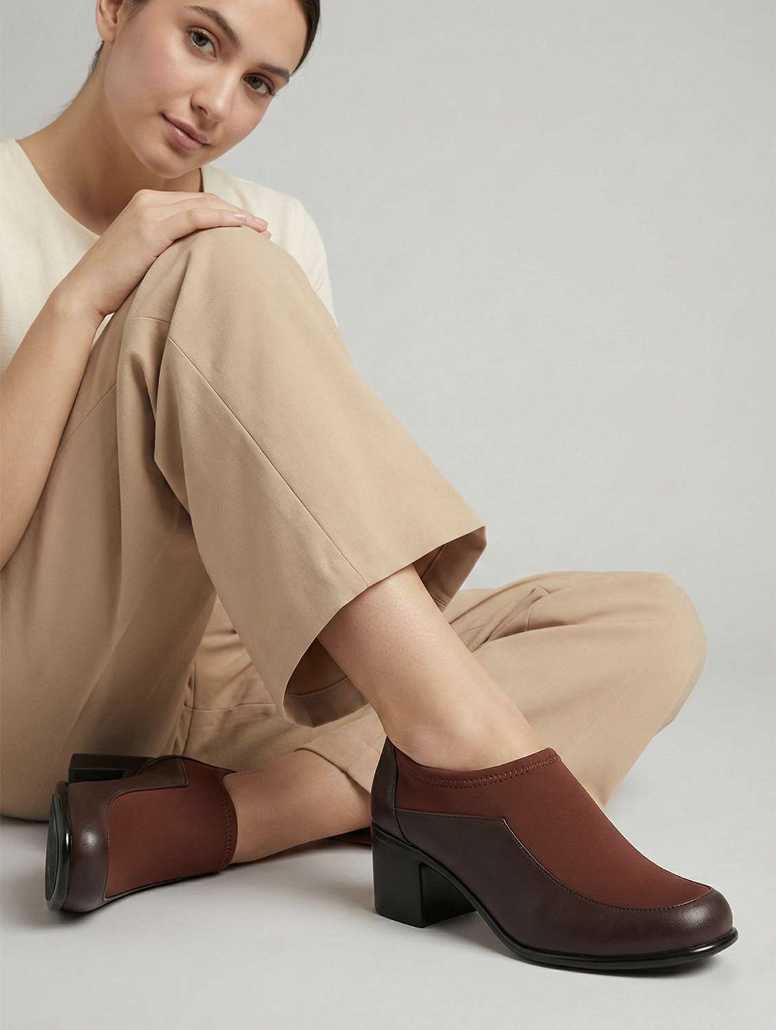 women brown slip on pump - 22381598 -  Standard Image - 1