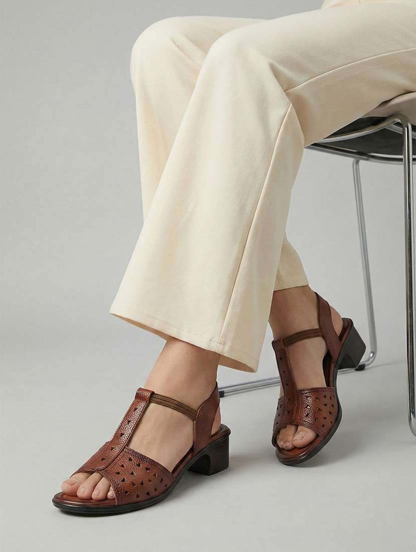 brown leather slip on sandals - 22381602 -  Standard Image - 6