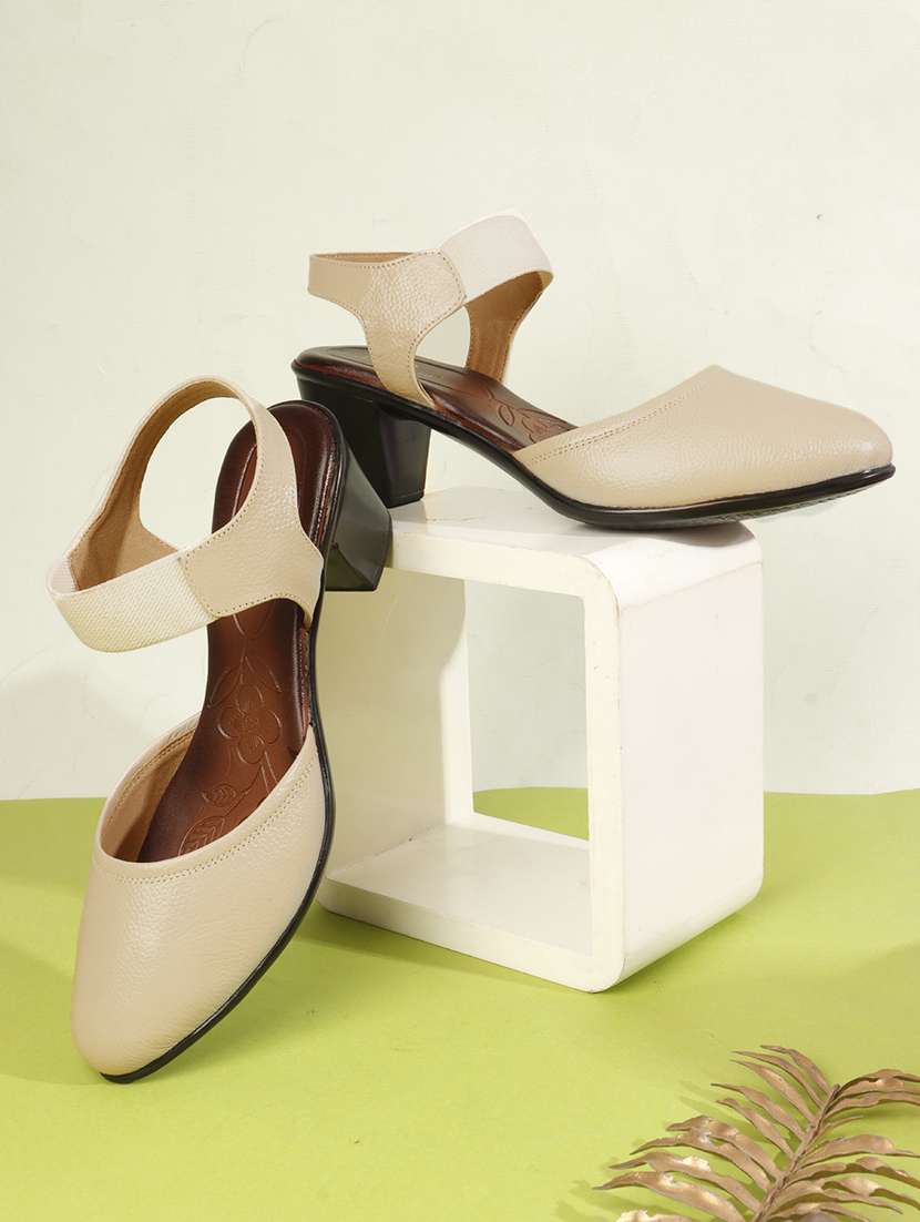 women cream ankle strap sandal