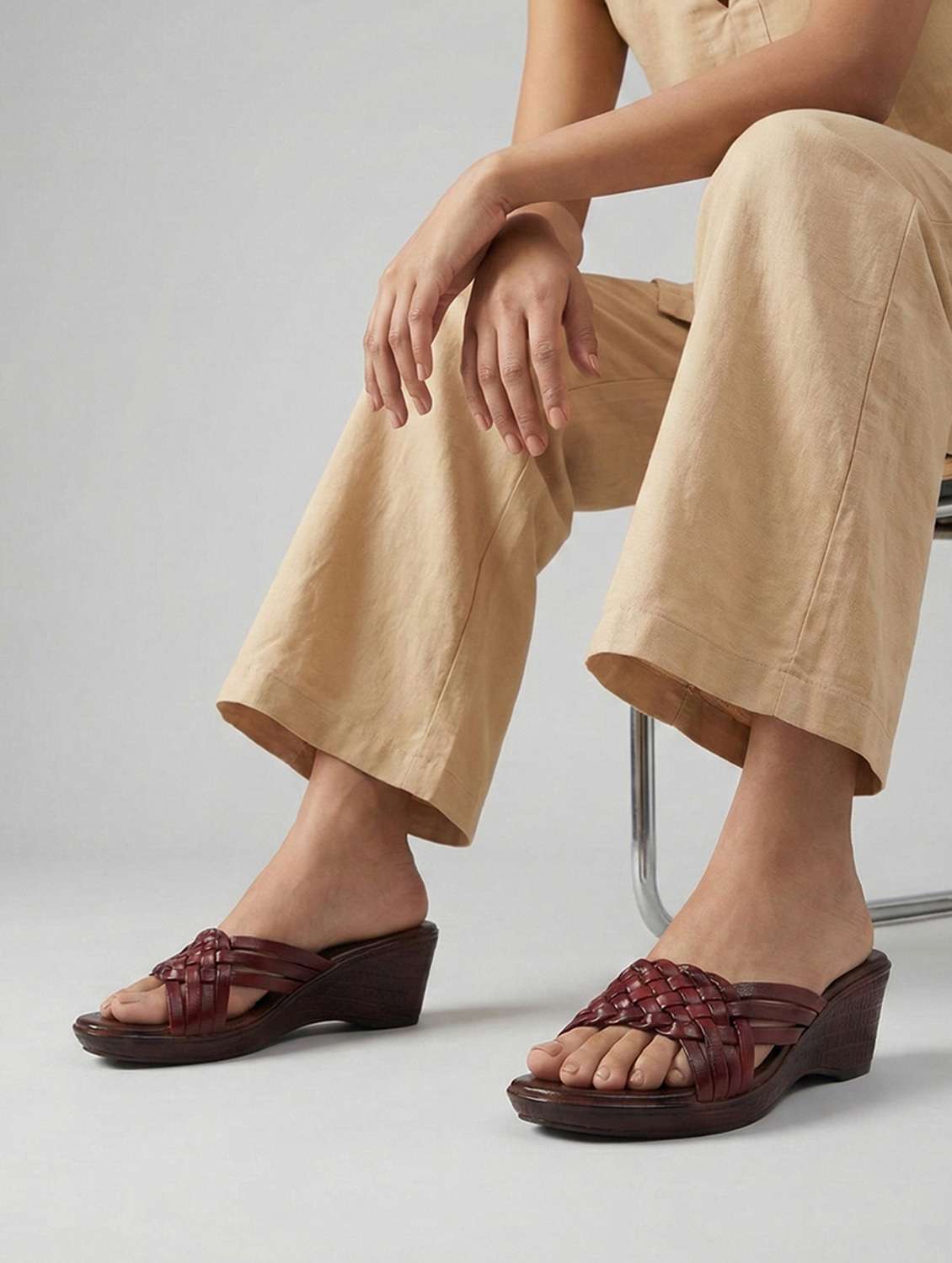 women maroon slip on wedge - 22381605 -  Standard Image - 1