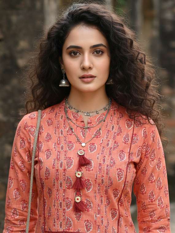 women printed three quarter sleeve straight kurta - 22381634 -  Standard Image - 1