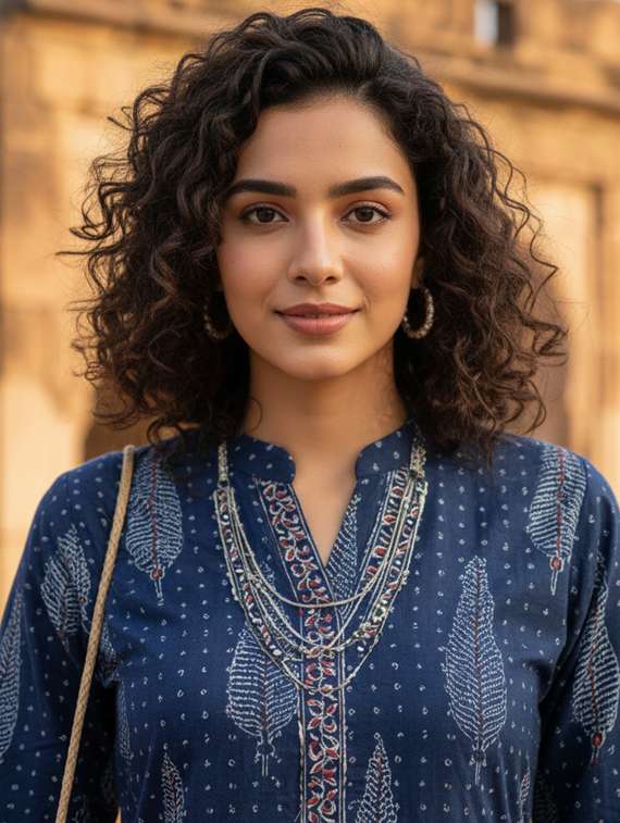 women printed three quarter sleeve straight kurta - 22381639 -  Standard Image - 1