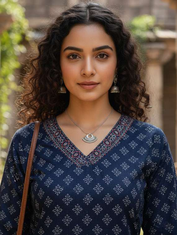 women printed three quarter sleeve straight kurta - 22381642 -  Standard Image - 1