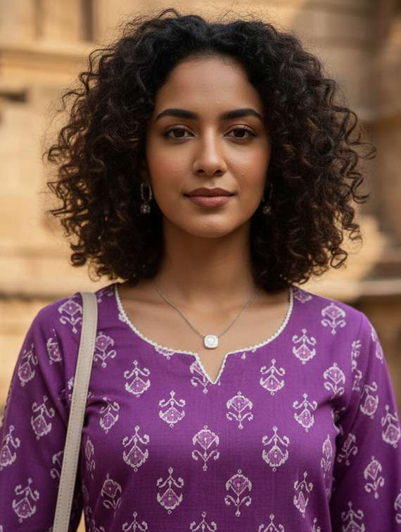 women printed three quarter sleeve straight kurta - 22381645 -  Standard Image - 1