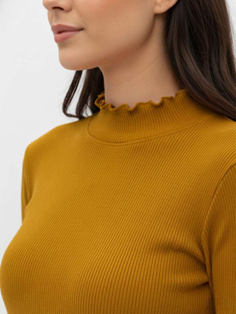 women solid mock neck long sleeve top - 22381652 -  Standard Image - 1