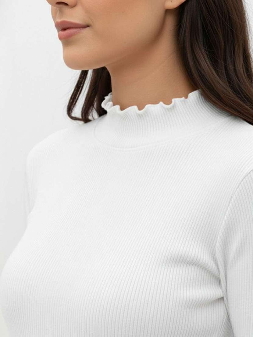 women solid mock neck long sleeve top - 22381653 -  Standard Image - 1