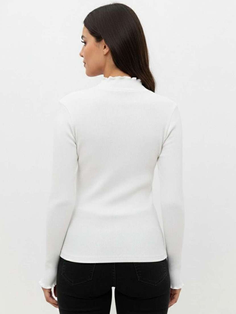 women solid mock neck long sleeve top - 22381653 -  Standard Image - 4