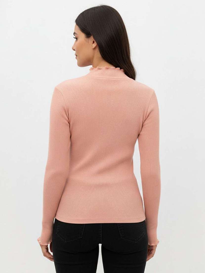 women solid mock neck long sleeve top - 22381654 -  Standard Image - 4