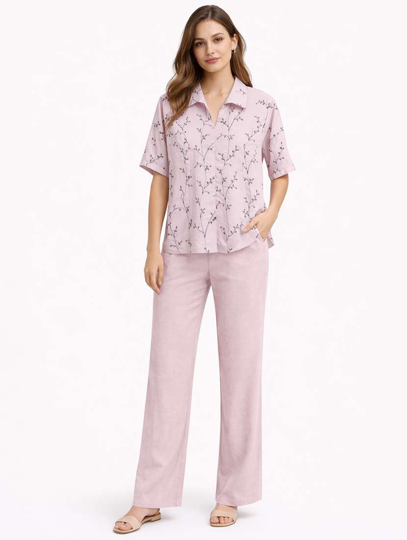 women embroidered top and trouser co-ord set