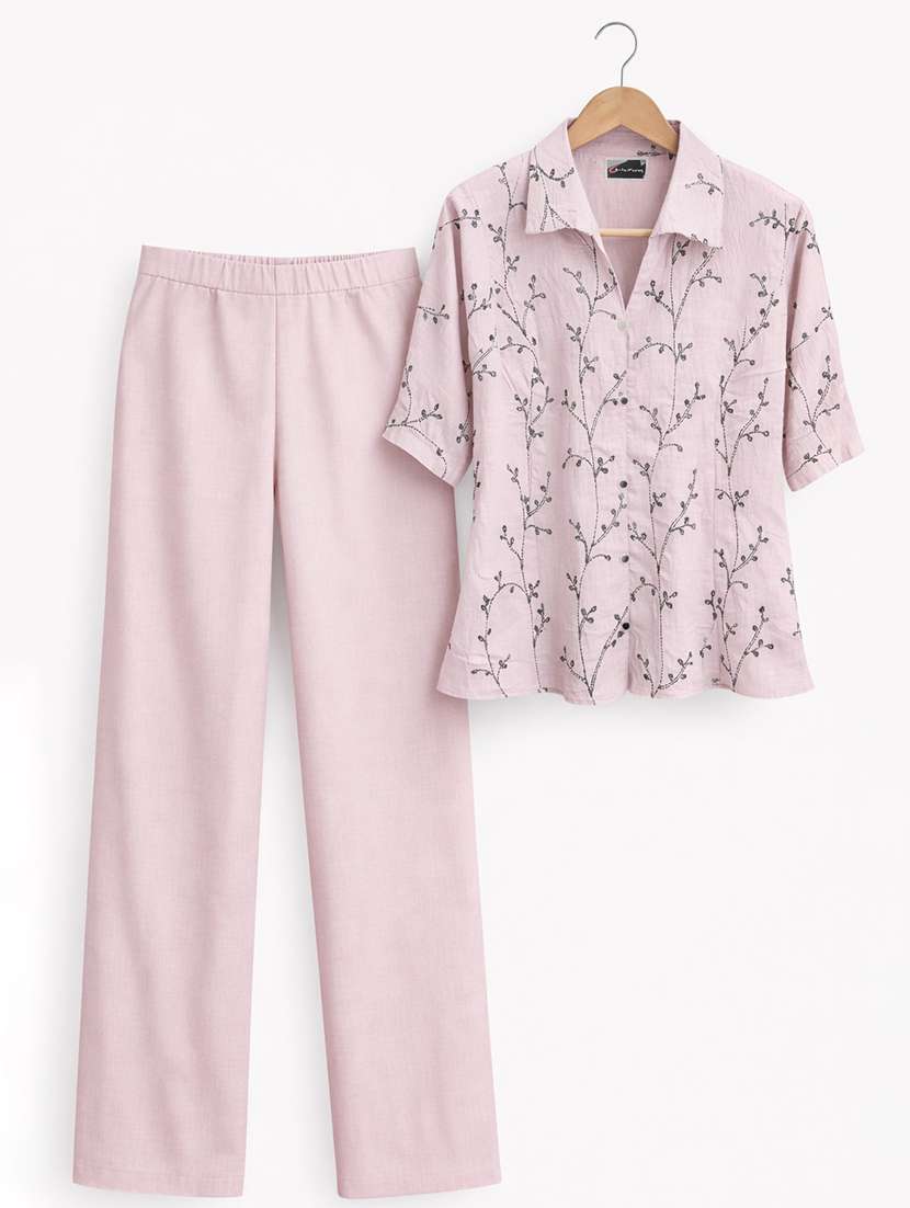 women embroidered top and trouser co-ord set - 22381667 -  Standard Image - 4