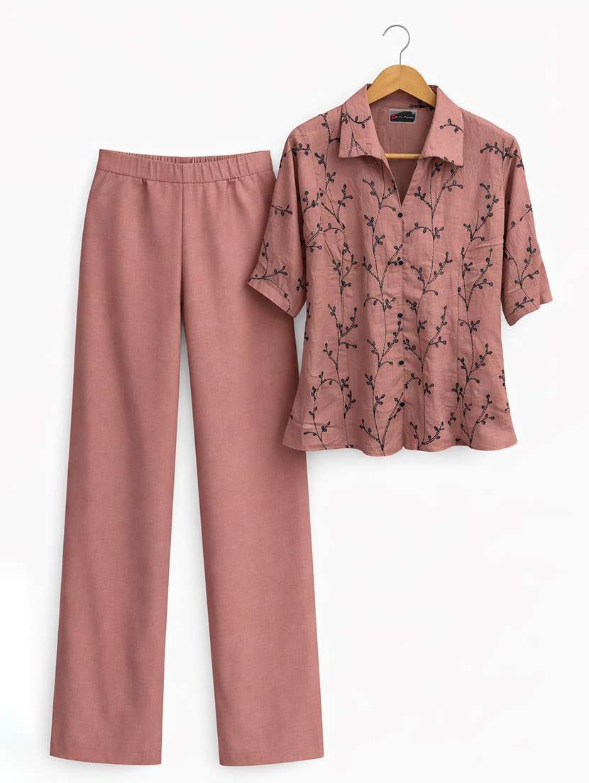 women embroidered top and trouser co-ord set - 22381668 -  Standard Image - 4