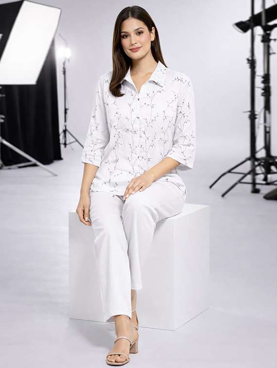 women embroidered top and trouser co-ord set