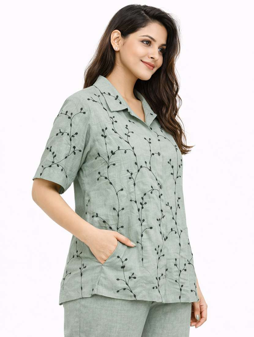 women embroidered top and trouser co-ord set - 22381670 -  Standard Image - 1