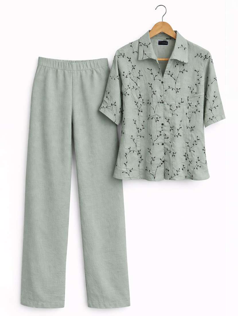 women embroidered top and trouser co-ord set - 22381670 -  Standard Image - 4