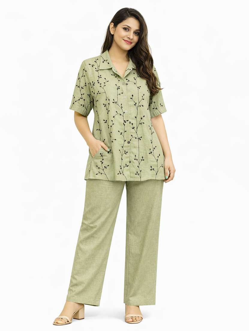 women embroidered top and trouser co-ord set