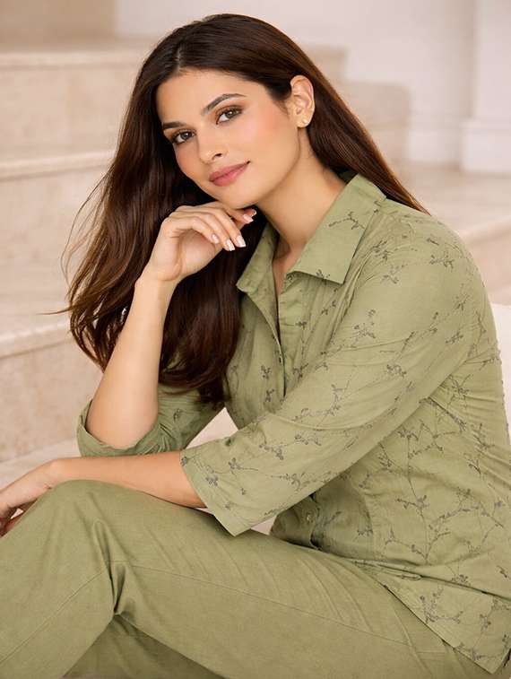 women embroidered top and trouser co-ord set - 22381671 -  Standard Image - 1