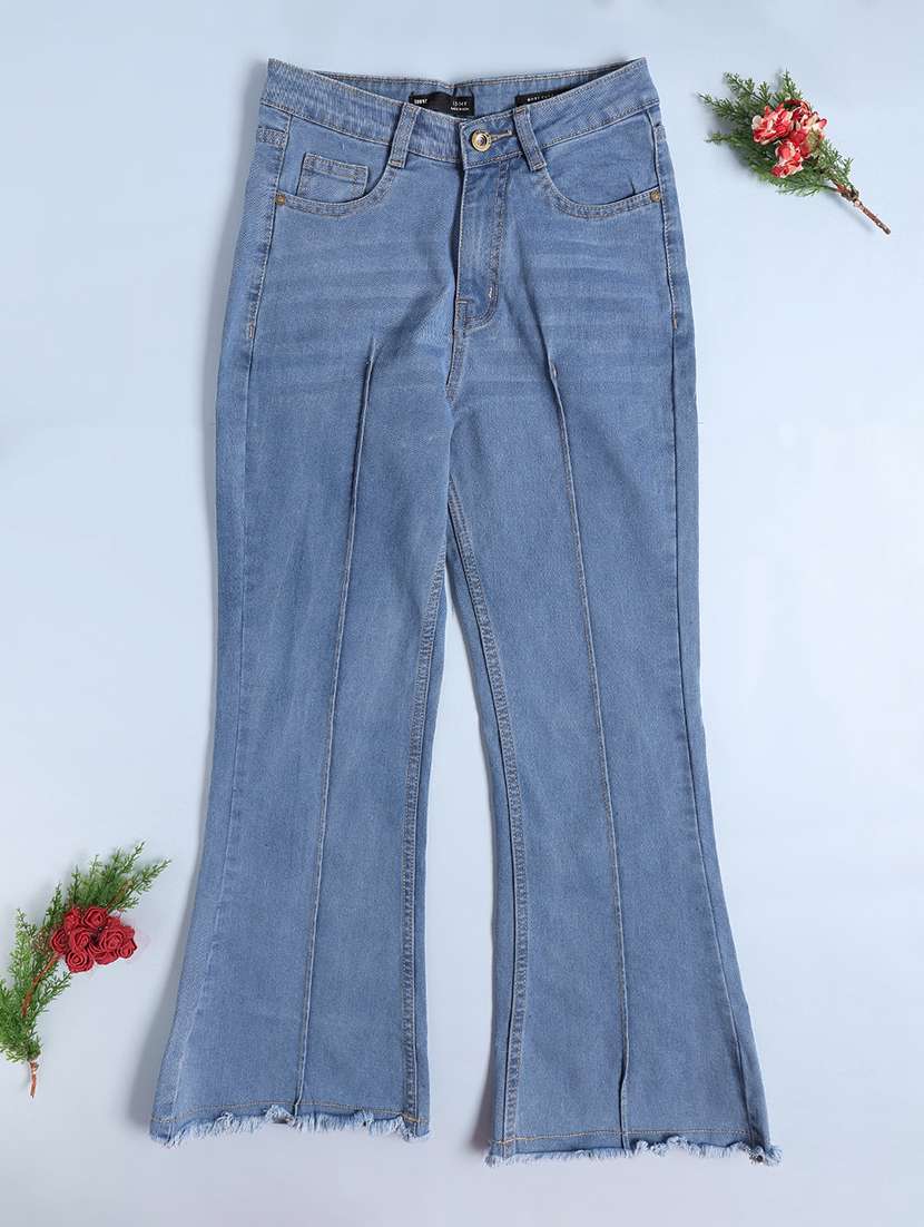 girls washed mid rise bootcut jeans - 22381738 -  Standard Image - 1
