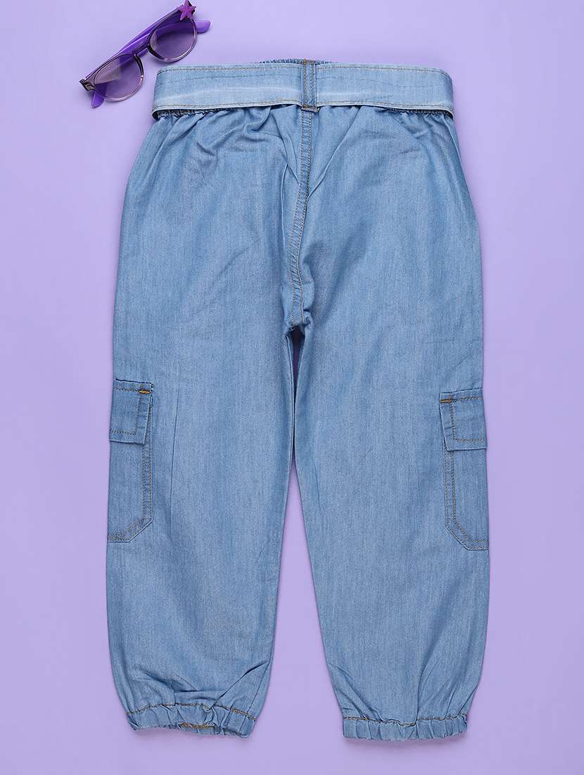 girls solid mid rise jogger fit cargo pant - 22381742 -  Standard Image - 1