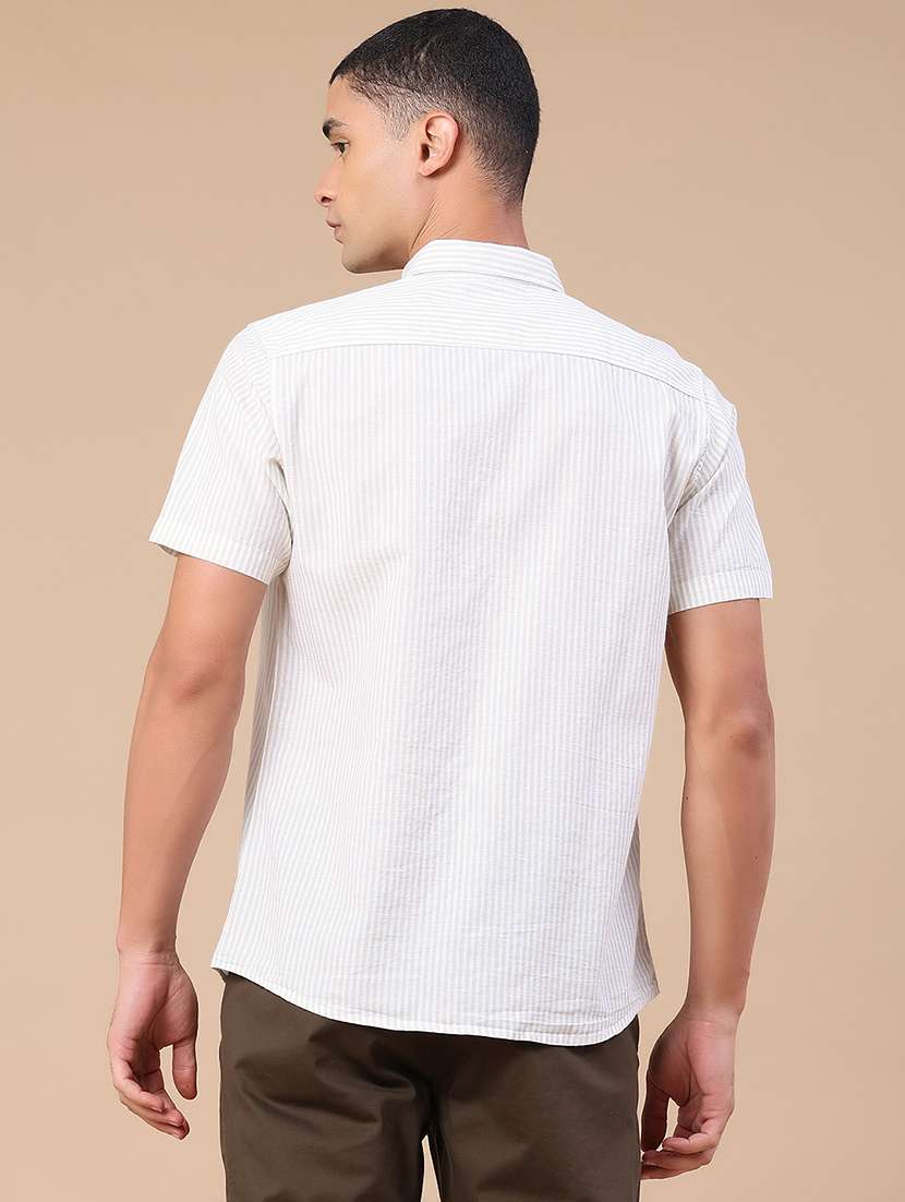 men striped short sleeve slim fit casual shirt - 22381778 -  Standard Image - 4