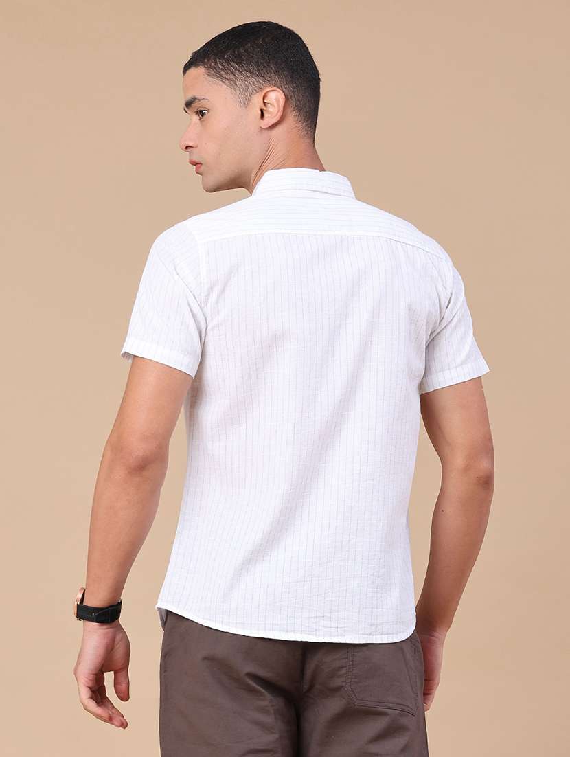 men striped short sleeve slim fit casual shirt - 22381780 -  Standard Image - 4