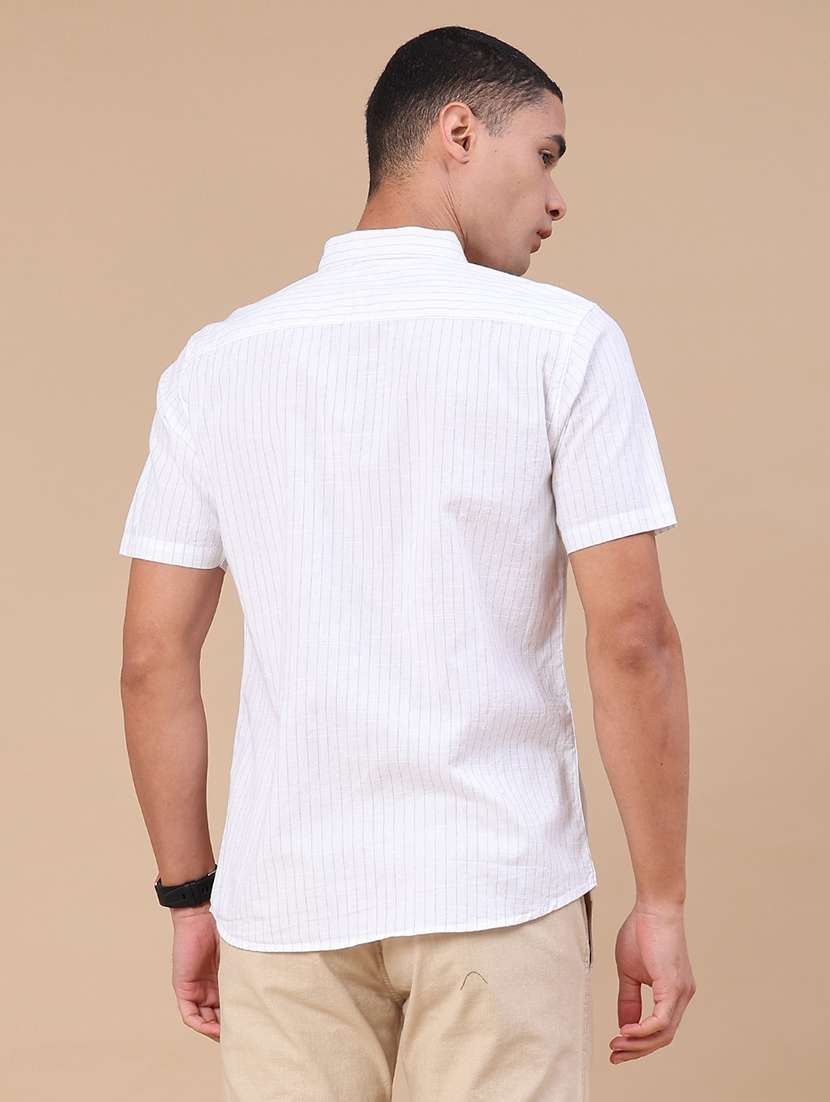 men striped short sleeve slim fit casual shirt - 22381782 -  Standard Image - 4