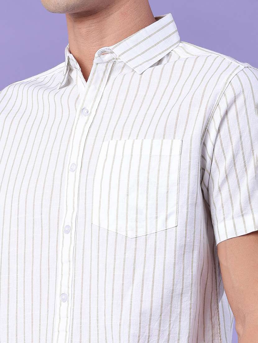 men striped short sleeve slim fit casual shirt - 22381785 -  Standard Image - 1