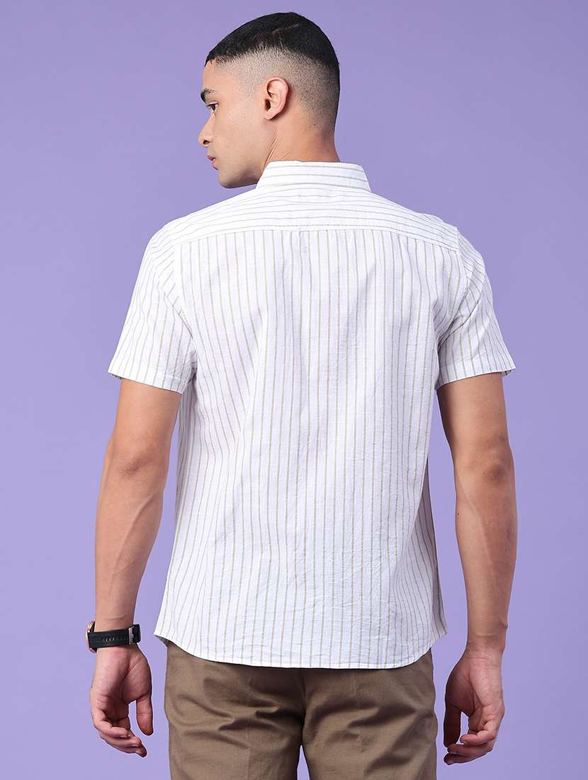 men striped short sleeve slim fit casual shirt - 22381785 -  Standard Image - 4