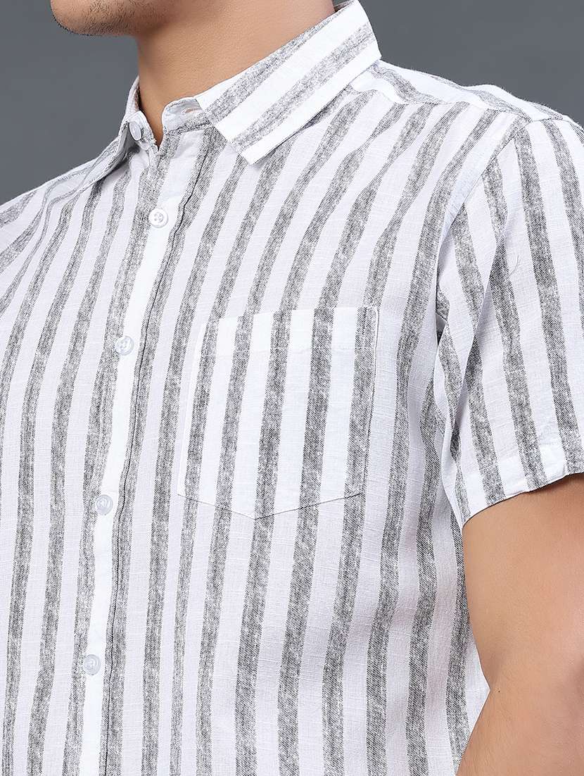 men striped short sleeve slim fit casual shirt - 22381786 -  Standard Image - 1