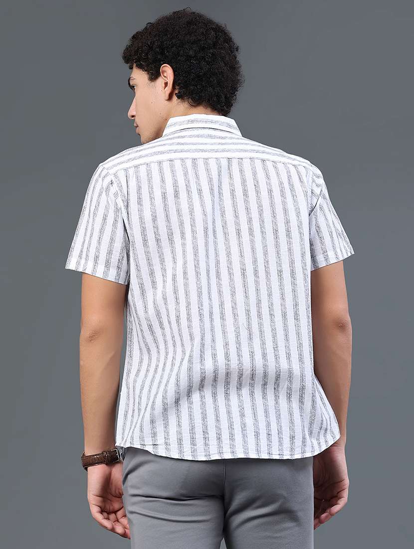 men striped short sleeve slim fit casual shirt - 22381786 -  Standard Image - 4