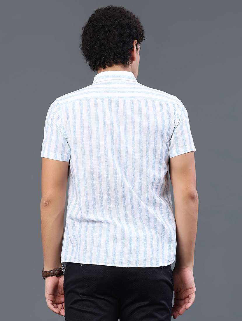 men striped short sleeve slim fit casual shirt - 22381787 -  Standard Image - 4