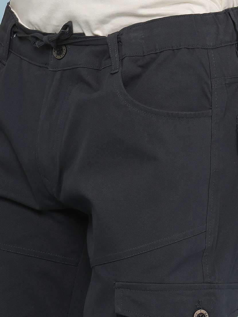 Men Solid Mid Rise Regular Fit Cargo - 22381817 -  Standard Image - 1
