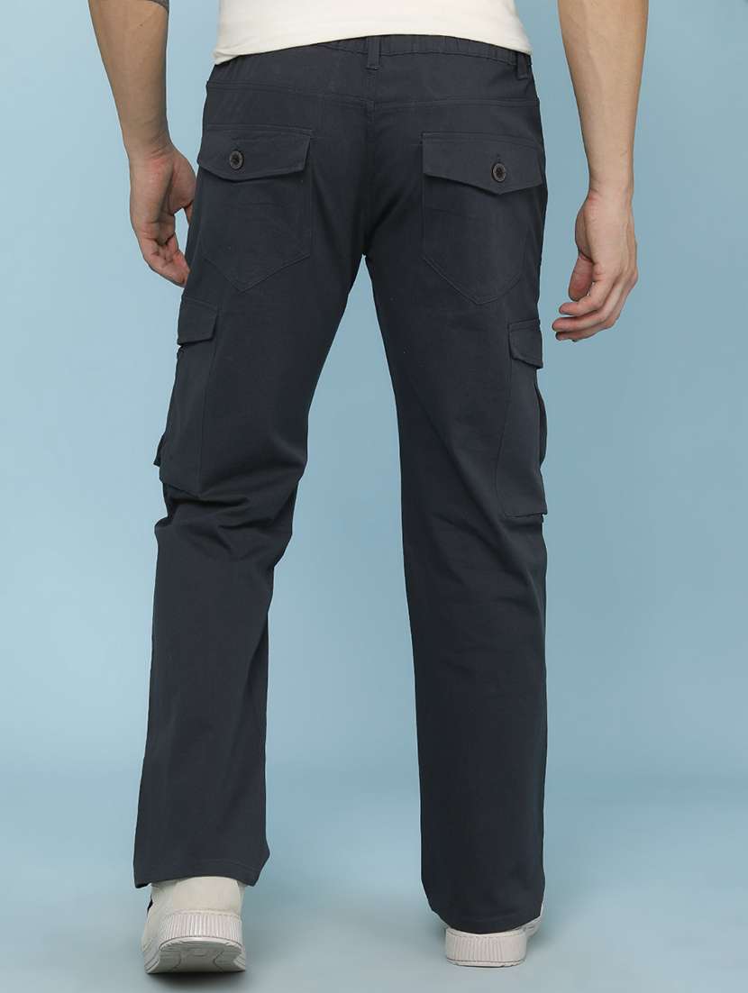 Men Solid Mid Rise Regular Fit Cargo - 22381817 -  Standard Image - 4