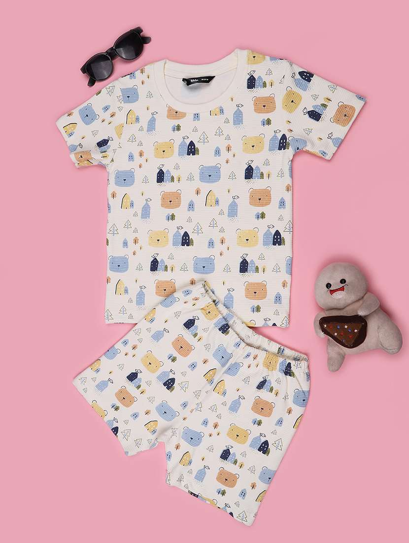 boys printed short sleeves t-shirt and shorts co-ord set - 22381837 -  Standard Image - 1