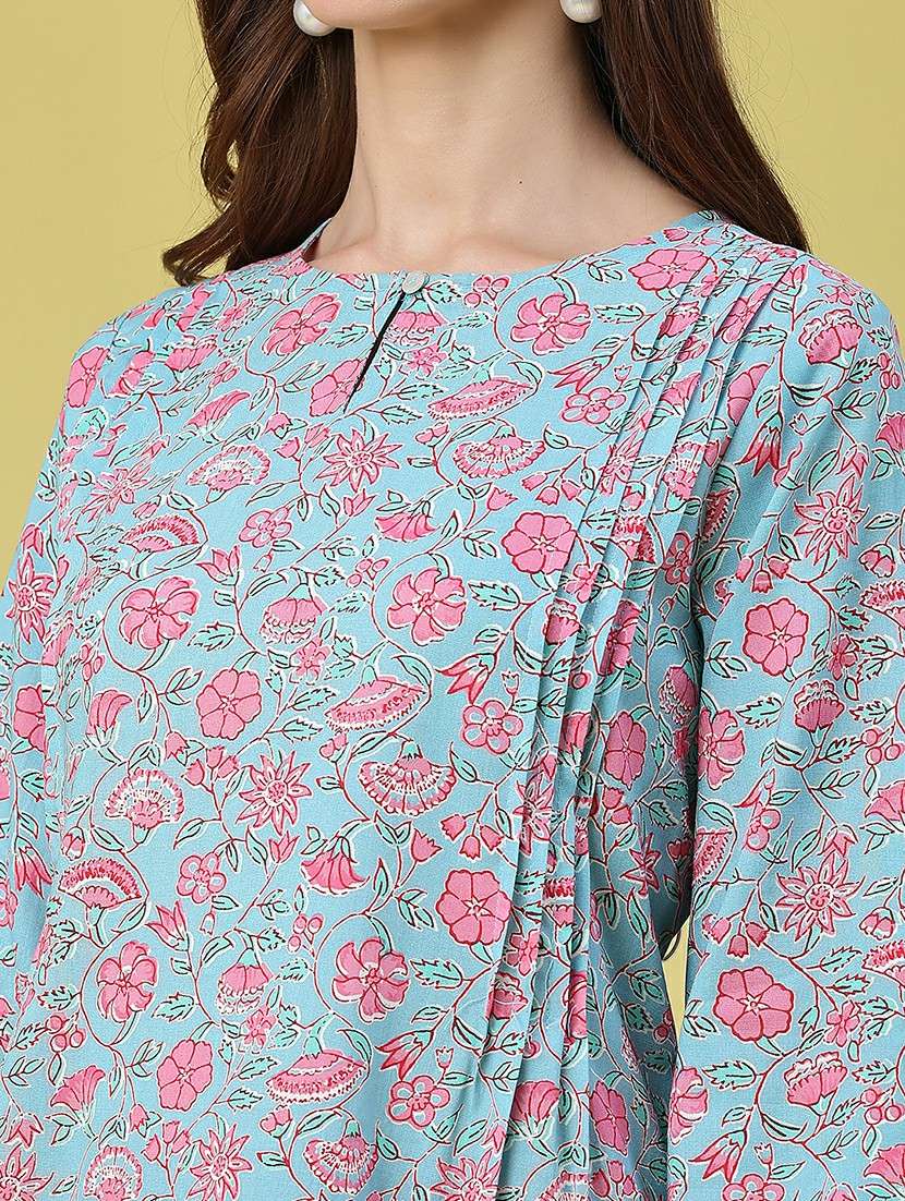 women printed three quarter sleeves straight kurta - 22381855 -  Standard Image - 1