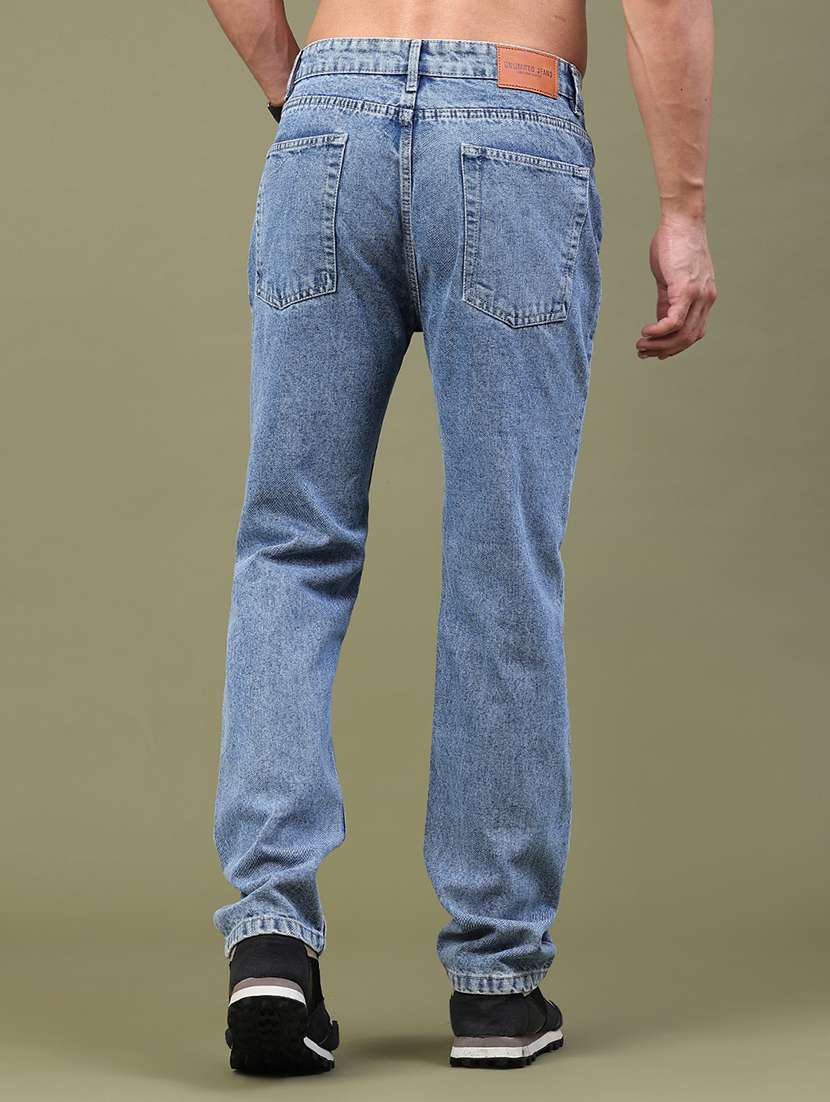 men plain mid rise full length straight jeans - 22382032 -  Standard Image - 4