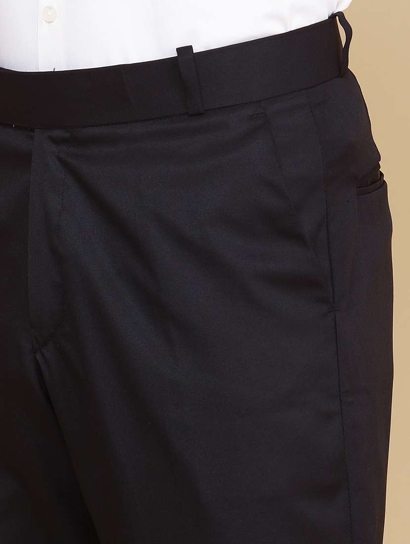 men solid mid rise flat front formal trouser - 22382034 -  Standard Image - 1