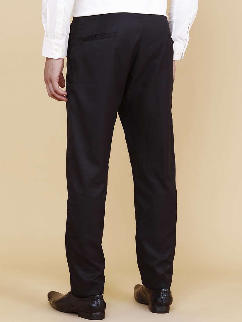 men solid mid rise flat front formal trouser - 22382034 -  Standard Image - 4