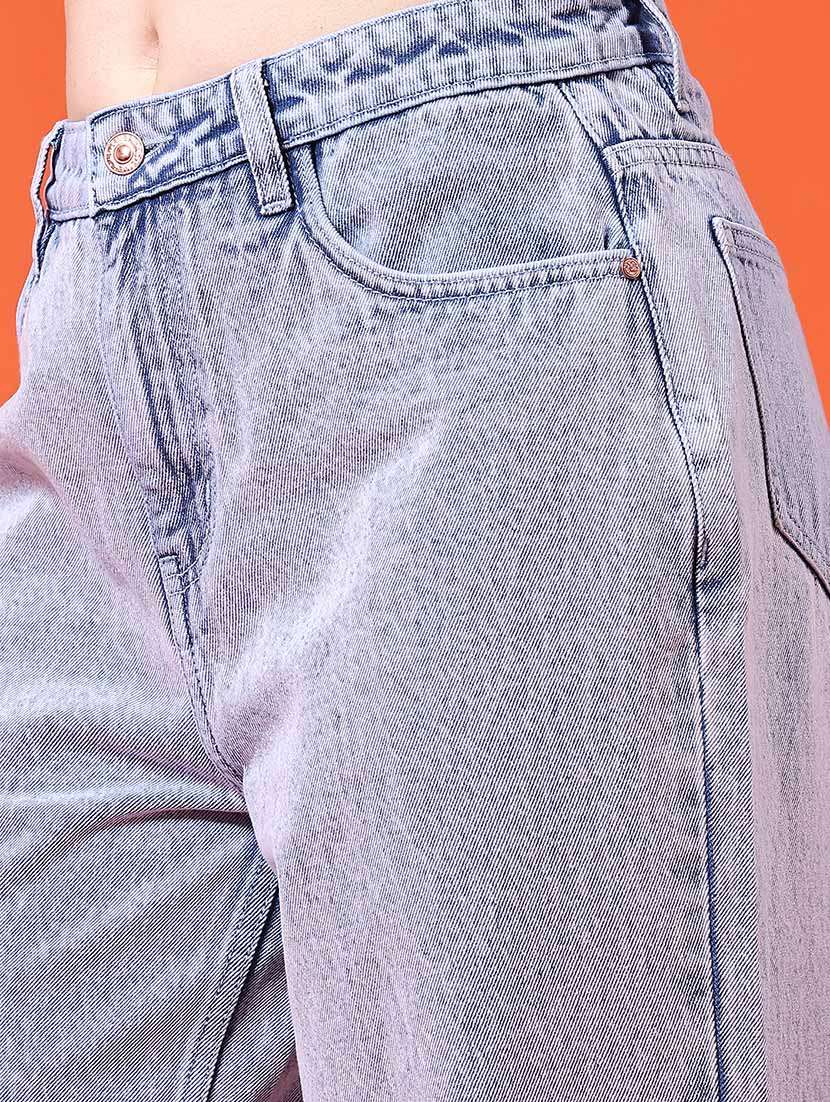 women plain mid rise wide leg jeans - 22382044 -  Standard Image - 1