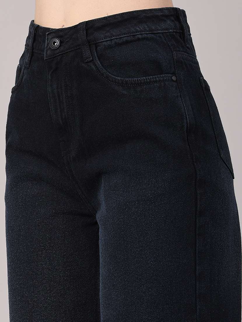 women solid high rise wide leg jeans - 22382045 -  Standard Image - 1