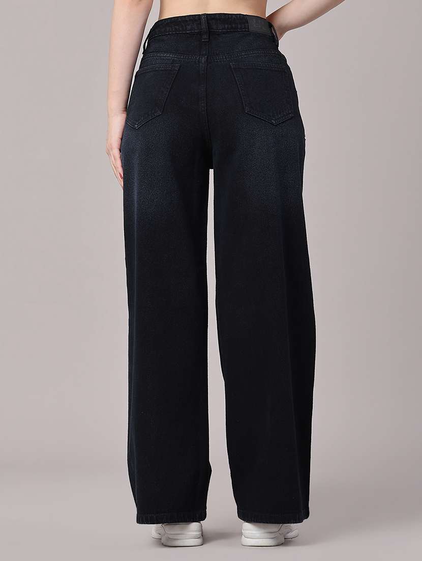women solid high rise wide leg jeans - 22382045 -  Standard Image - 4